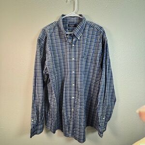 Nautica Men's Blue and White Checkered Shirt